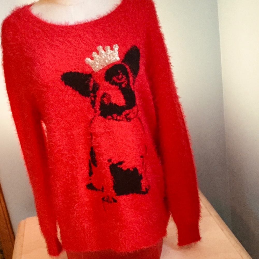 Fuzzy red sweater